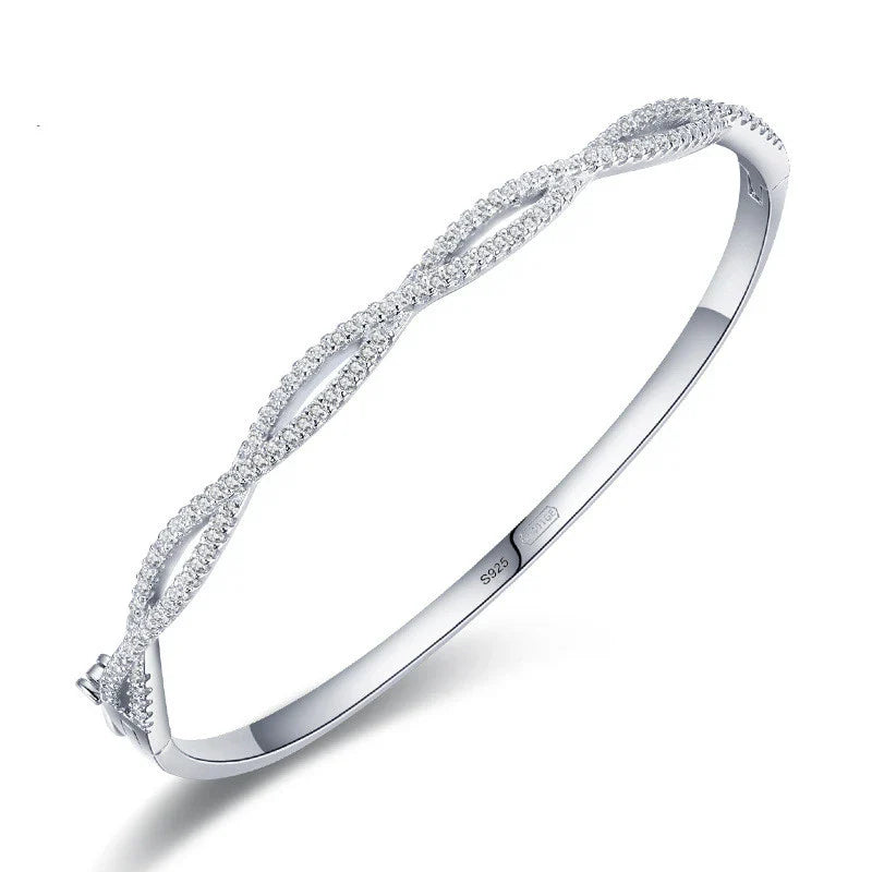 Silver bracelet with wave pattern, ideal for fashion-conscious women in the UK