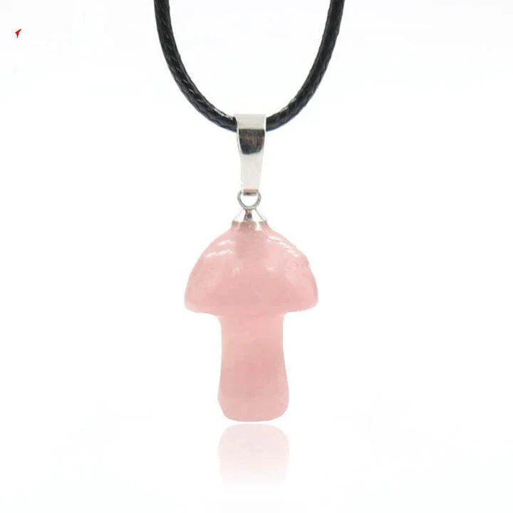 Elegant crystal mushroom pendant necklace with adjustable chain and sparkling natural gemstones