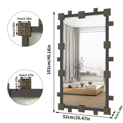 Industrial Vintage Ornate Rectangular Wall Mirror with Intricate Metalwork Frame