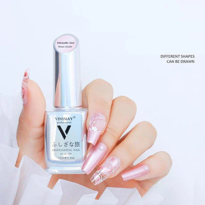 Metallic Mirror Silver Gel Nail Polish with a sleek, reflective shine for a professional, long-lasting manicure