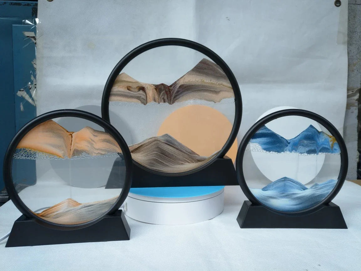 Quicksand Painting Ornaments in modern, minimalist design with mesmerizing sand display