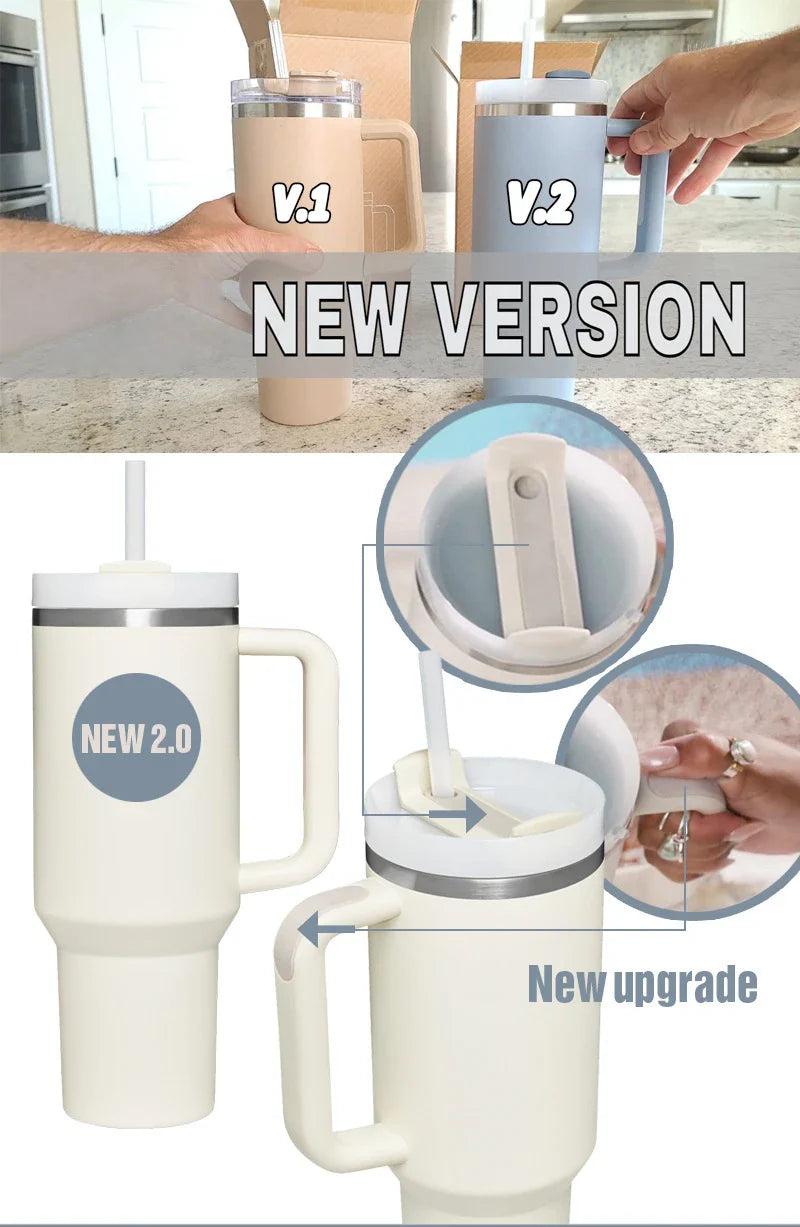Premium insulated travel mug with straw, made of high-quality stainless steel to keep drinks hot or cold for up to 24 hours