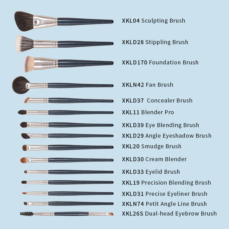 Premium natural goat hair makeup brush set with wooden handles for professional-level makeup application