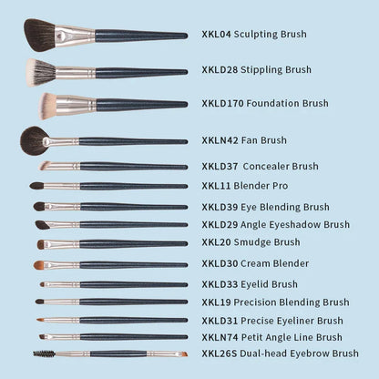 Premium natural goat hair makeup brush set with wooden handles for professional-level makeup application