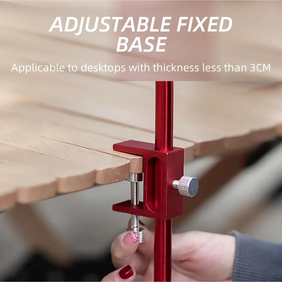 Adjustable camping lantern stand with detachable hangers, made of corrosion-resistant stainless steel and aluminium alloy for stable and elevated lighting.