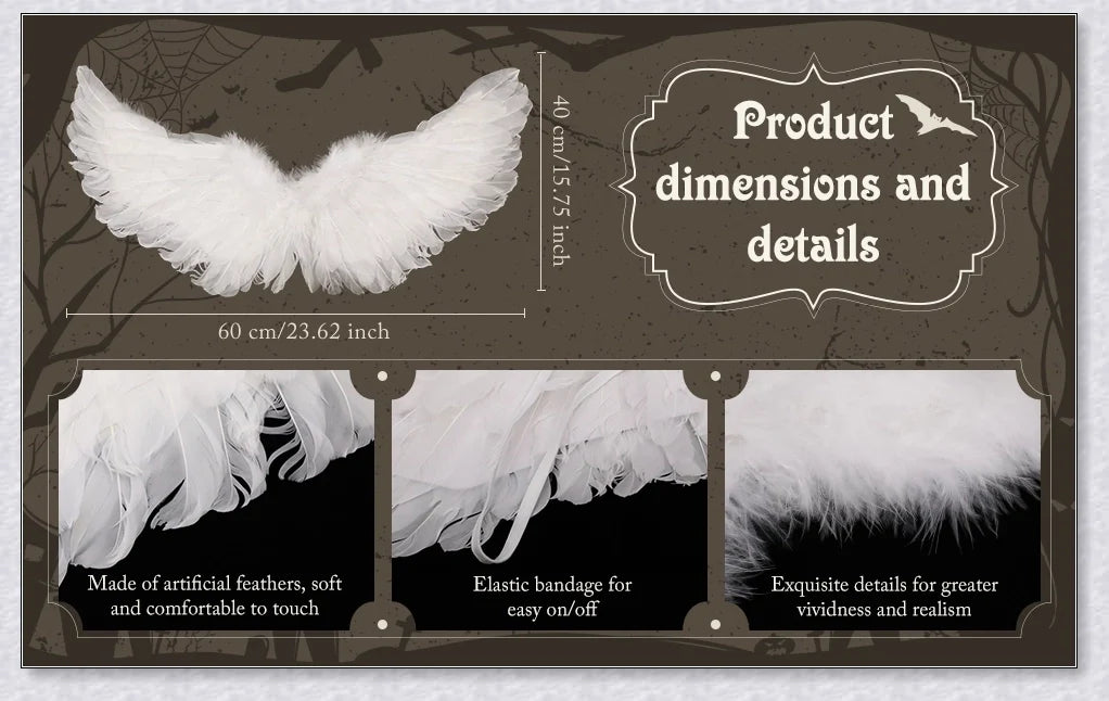 Captivating 3D Angel & Devil Wings in angelic white and devilish black colours, perfect for Halloween, masquerade, and costume parties