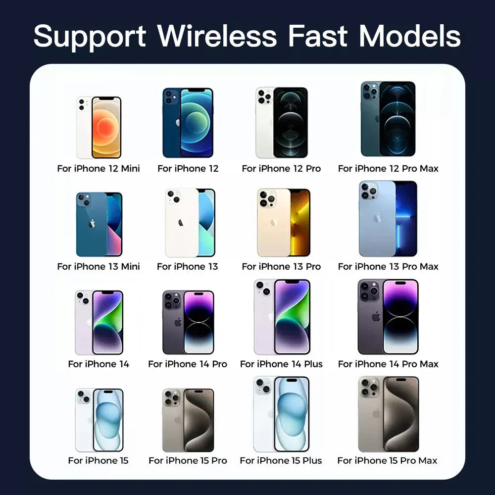 Magnetic Wireless Car Charger for iPhone 12/13/14/15 Series with Transparent Design and CD Pattern Mirror Surface