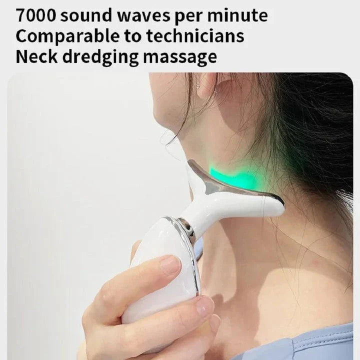 Neck and Face Beauty Device with Colorful LED Photon Therapy for Skin Tightening, Wrinkle Reduction and Double Chin Removal