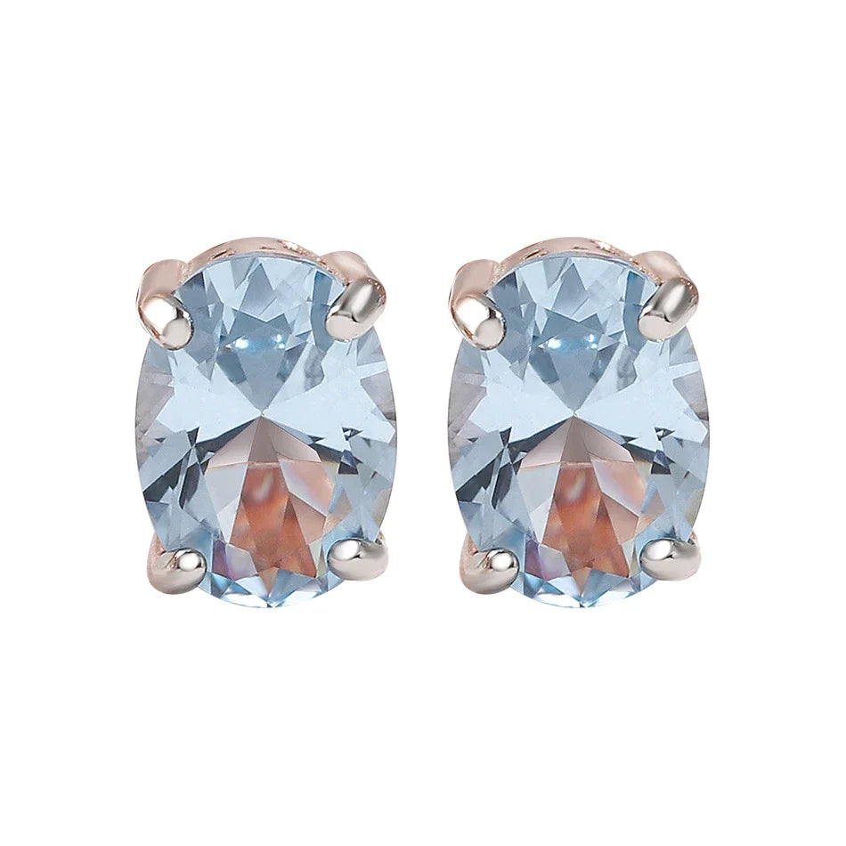 Pair of rose gold-plated sterling silver earrings with a minimalist, geometric design