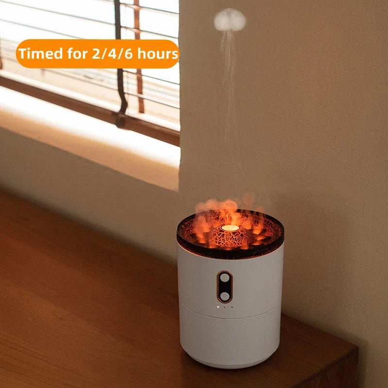 Elegant blue flame electric air humidifier with aromatherapy diffuser and soothing ambient lighting