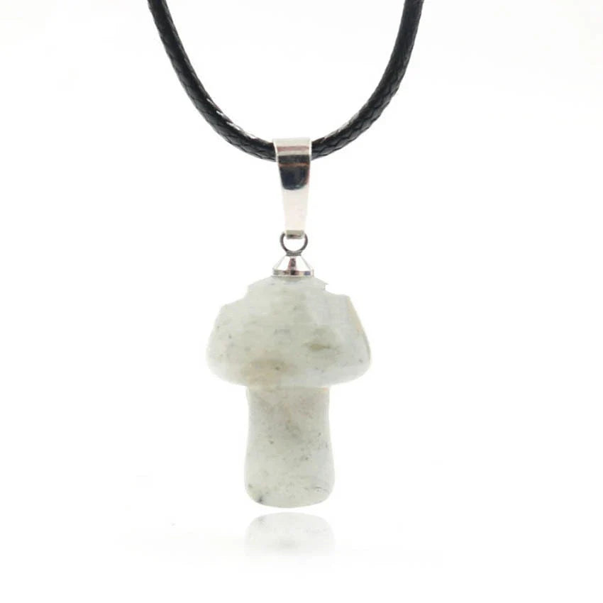 Elegant crystal mushroom pendant necklace with adjustable chain and sparkling natural gemstones