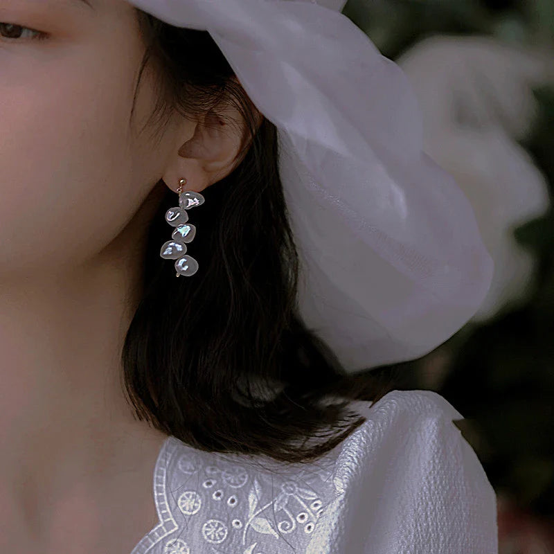 Elegant Aurora Petal Baroque Pearl Earrings with a lustrous and mesmerising design