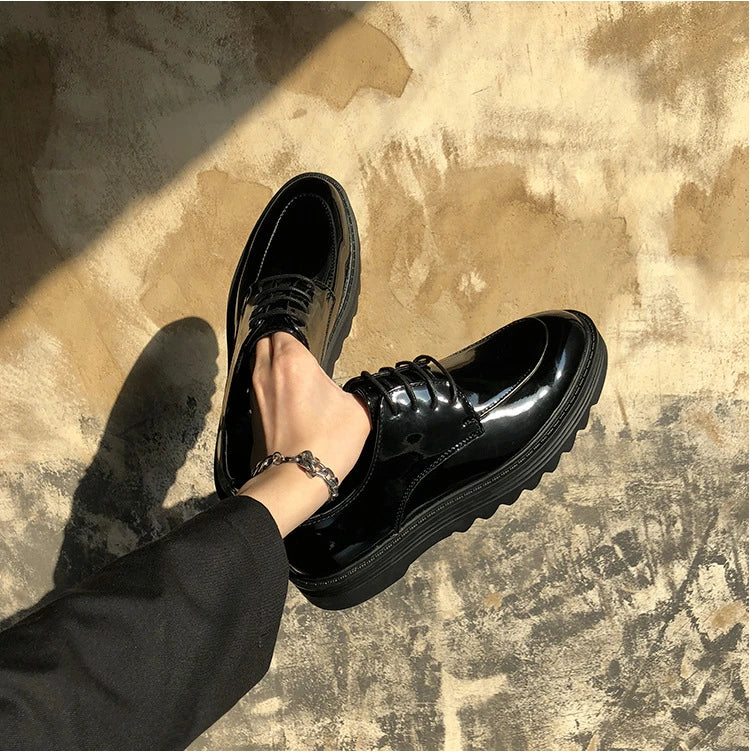 Homeenjoy UK Elegant Leather Casual Shoes with Thick Soles - British Style