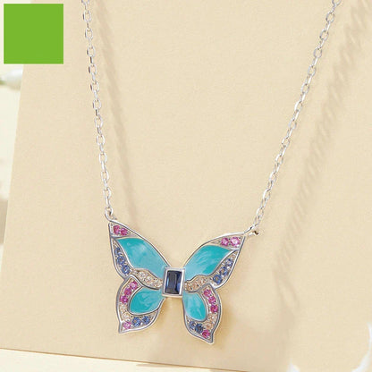 Platinum butterfly necklace with adjustable chain and delicate butterfly pendant