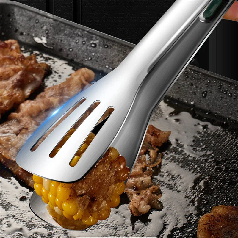 Stainless steel non-slip food tongs for cooking, serving, and handling hot dishes in the kitchen