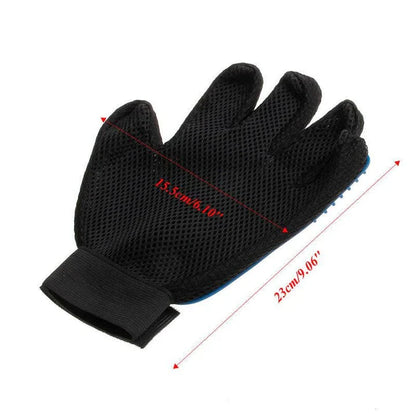Premium pet grooming brush gloves made with soft, flexible rubber material for gentle brushing and massage