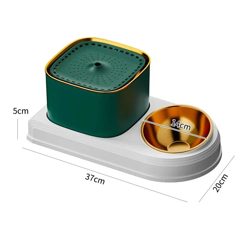 Automatic Cat Water Fountain & Feeder - 3L Dual-Function Pet Hydration Station for Feline Hydration and Feeding