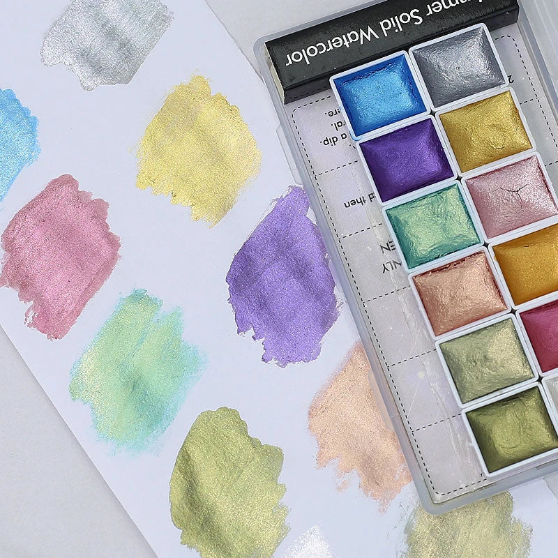 Dazzling watercolour nail art powder with iridescent, metallic, and glitter effects for creating vibrant, salon-quality nail designs