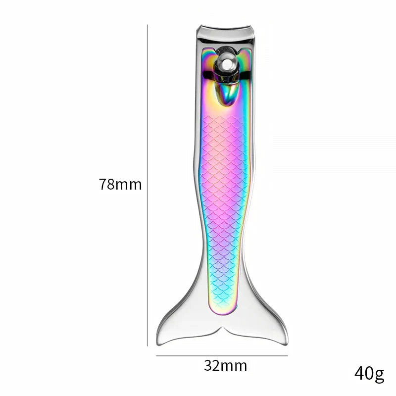 Mermaid-inspired stainless steel nail clipper with curved blades for precise and effortless nail trimming