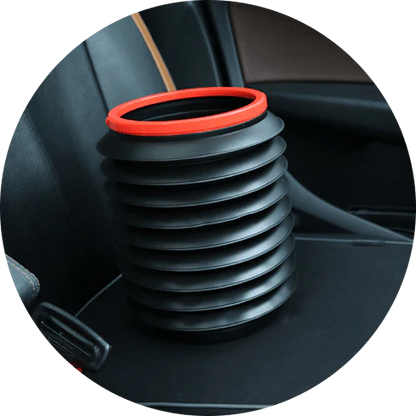 Collapsible plastic rubbish bin with handle for storage and organisation in cars and homes