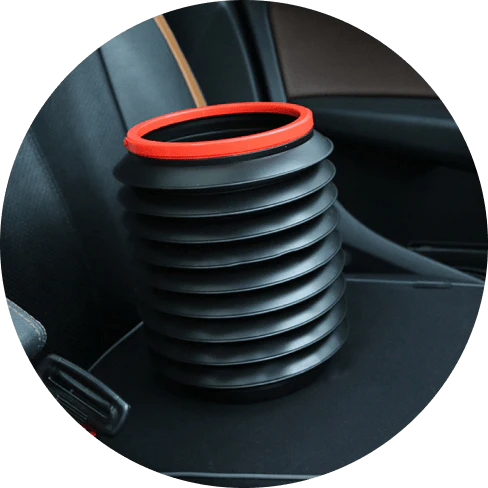 Collapsible plastic rubbish bin with handle for storage and organisation in cars and homes