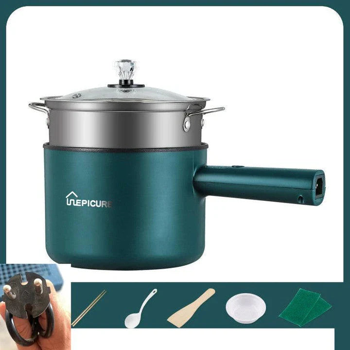 Emerald Green or Sapphire Blue Multi-Function Electric Cooker with Steaming Grid and Intuitive Controls