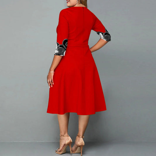 Elegant and stylish midi dress with unique hedging-inspired print in a range of classic colours