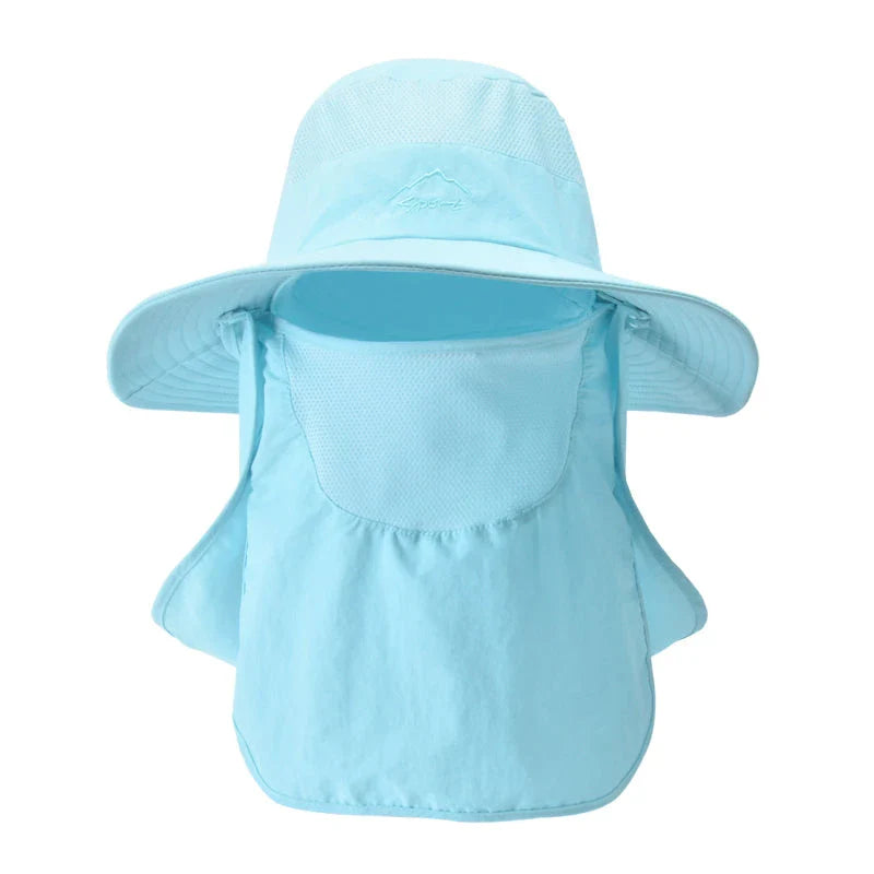 Premium fisherman cap with quick-drying fabric, UV protection, and removable face and neck cover