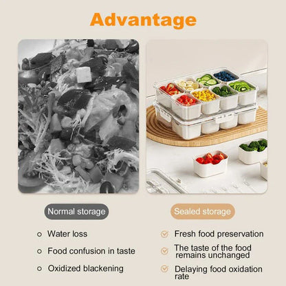 Premium divided snack tray with clear lid, removable compartments, and handle for easy transport and organisation