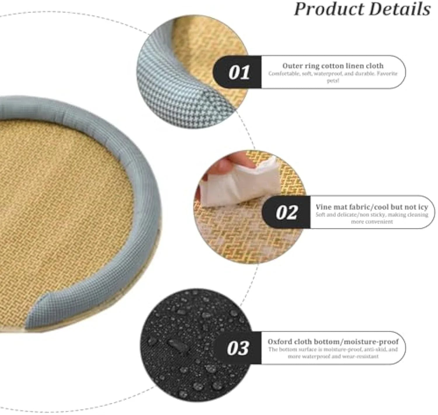 Cooling Rattan Pet Bed with Breathable Cushion for Cats - Stylish and Comfortable Design