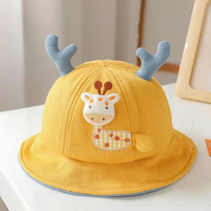 Adorable baby bucket hat with cute cartoon animal designs and playful ears, perfect for sun protection and style