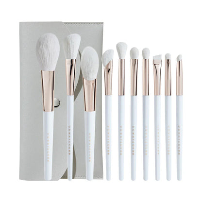 Deluxe 10-Piece Portable Makeup Brush Set with Premium Synthetic Fibres for Flawless, Radiant Makeup Application