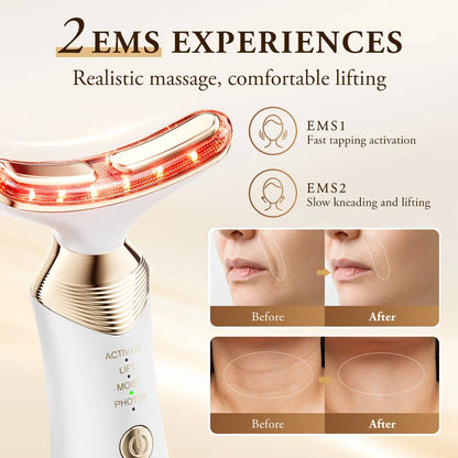 Dual Polar Neck and Face Lifting Device with 24K Gold-Plated Contact and 5-Colour Phototherapy