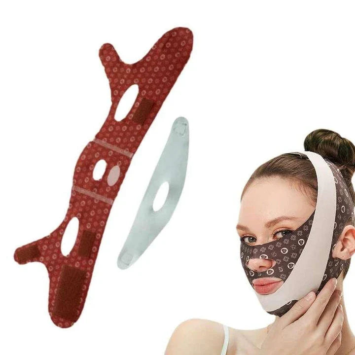 Adjustable face lifting and contouring sleep mask to reduce double chin and enhance facial definition