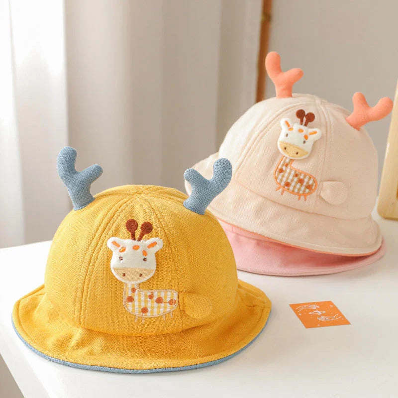 Adorable baby bucket hat with cute cartoon animal designs and playful ears, perfect for sun protection and style