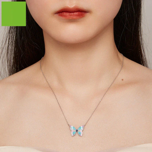 Platinum butterfly necklace with adjustable chain and delicate butterfly pendant