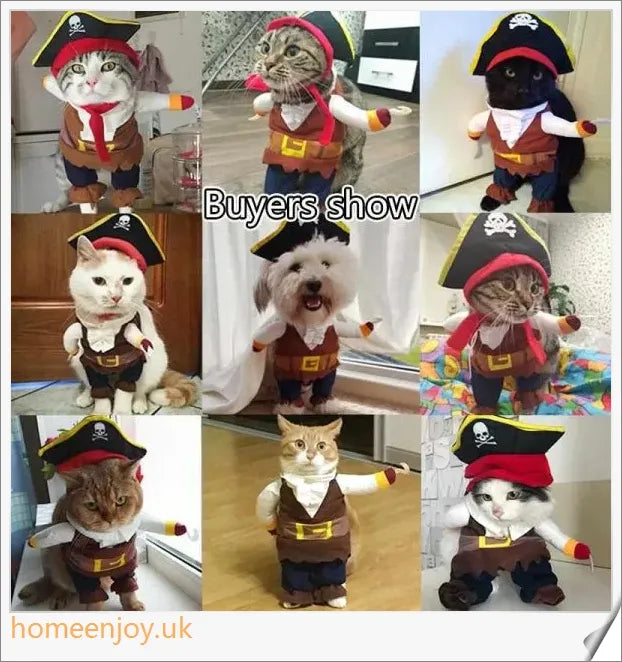 Charming pirate costume for cats and dogs made of soft, breathable polyester and non-woven fabrics