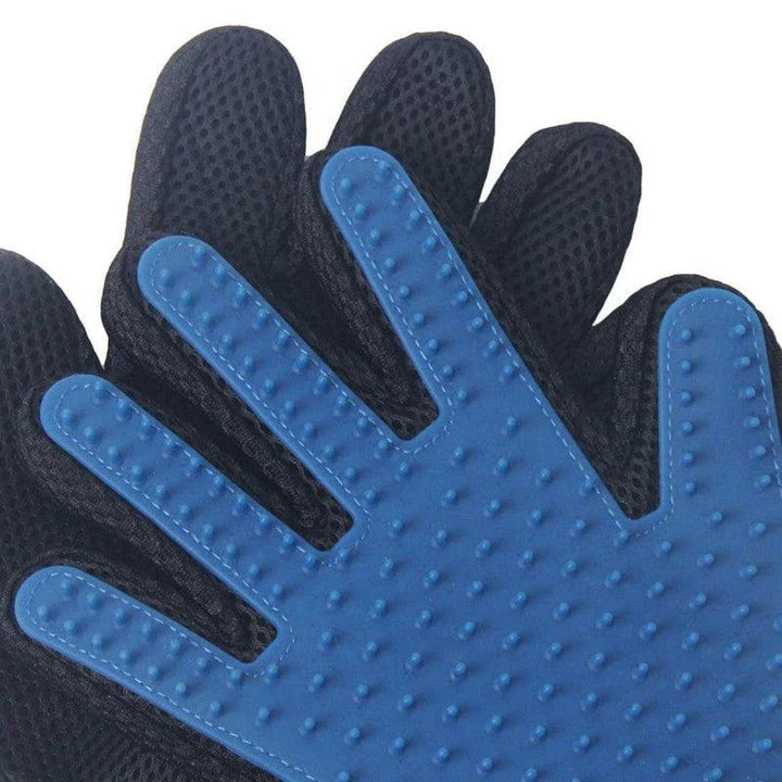 Premium pet grooming brush gloves made with soft, flexible rubber material for gentle brushing and massage