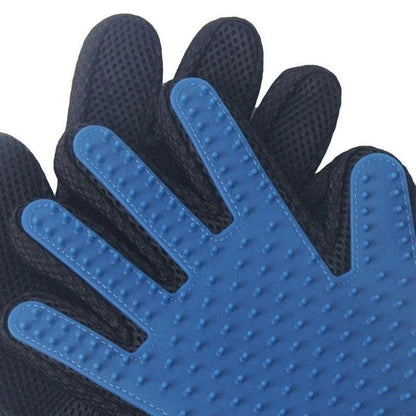Premium pet grooming brush gloves made with soft, flexible rubber material for gentle brushing and massage