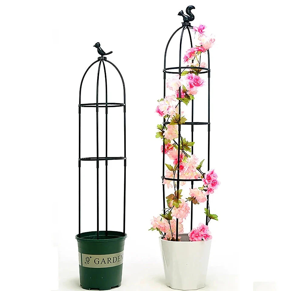 Adjustable 2/3-Tier Garden Trellis in white, designed to support climbing plants and flowers in a home garden