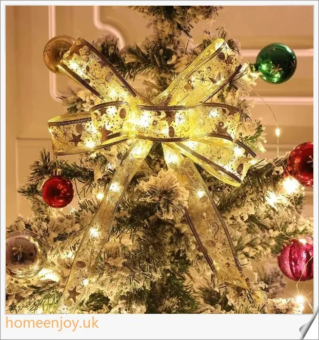 Festive Christmas ribbon fairy lights with 100 warm LED lights, available in gold and silver colours