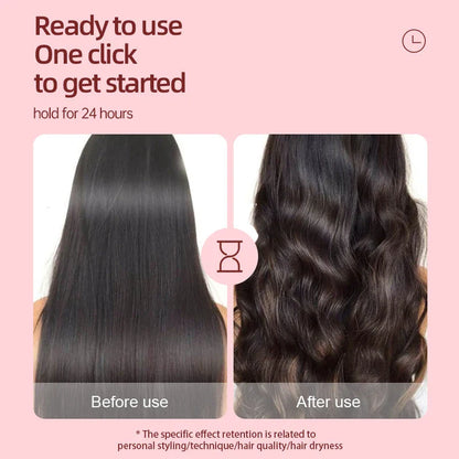 Versatile 2-in-1 hair styling tool with ceramic plates, rapid heating, and adjustable temperature controls for effortless curling and straightening.