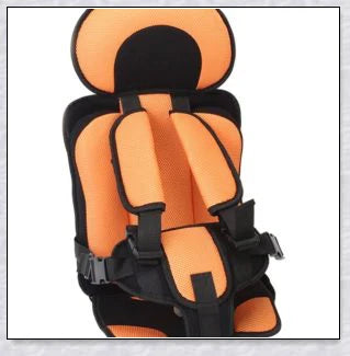Adjustable infant car seat cushion with 5-point harness, plush padding, and foldable design for safe and comfortable travel with children