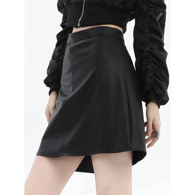 Homeenjoy uk Chic Faux Leather High-Waisted Mini Skirt for Stylish Women - Autumn/Winter Collection
