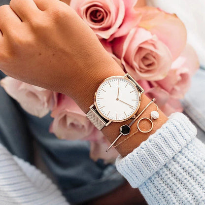 Elegant rose gold women's bracelet watch with a sophisticated and functional design