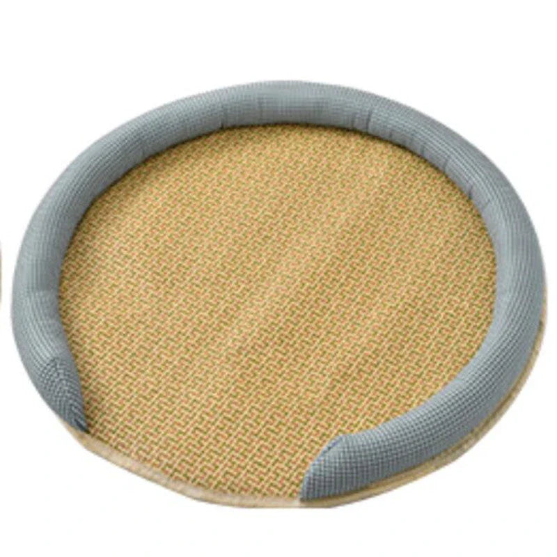 Cooling Rattan Pet Bed with Breathable Cushion for Cats - Stylish and Comfortable Design