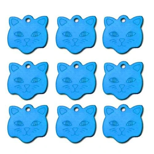 Customisable cat ID tags made from premium aluminium in a variety of vibrant colours