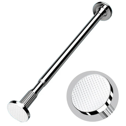 Adjustable stainless steel shower curtain rod with a clothes drying pole feature, perfect for bathroom and laundry rooms