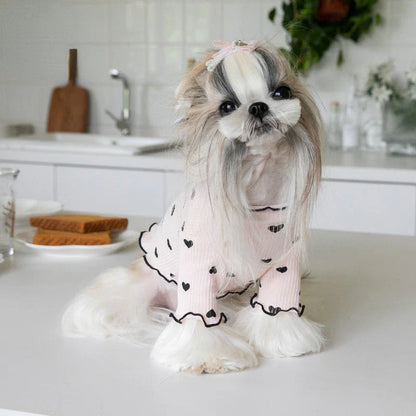 Cosy embroidered bear waffle vest for pets in a variety of sizes and the colour pink