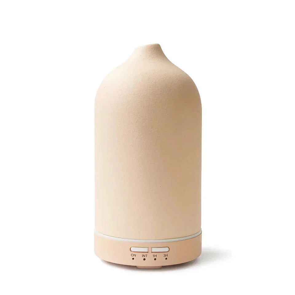 Elegant ceramic ultrasonic essential oil diffuser with timer and night light function for home ambiance and aromatherapy